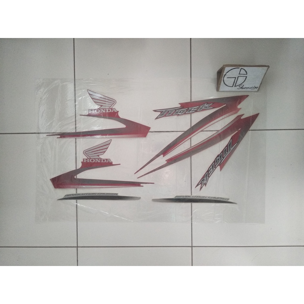 Striping Sticker Lis Honda Tiger Revo PC 2009 2010 Merah Original