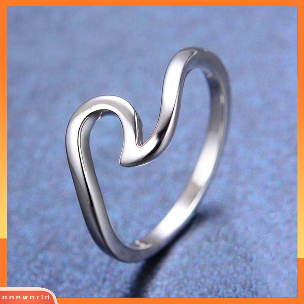 {oneworld} Cincin Gelombang Tipis Fashion Pria Wanita Pantai Laut Surfer Island Perhiasan Pakaian Pesta