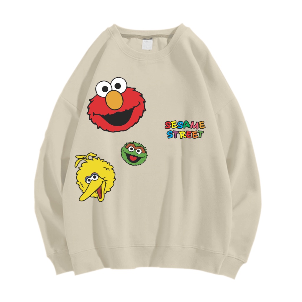 THREE SESAME STREET SWEATER SWITER CREWNECK OVERSIZE PRIA WANITA Size M-XXL ANAIRA