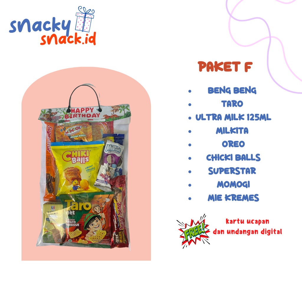 

PAKET SNACK ULANG TAHUN ANAK / PAKET SNEK / PAKET CEMILAN (PAKET F)