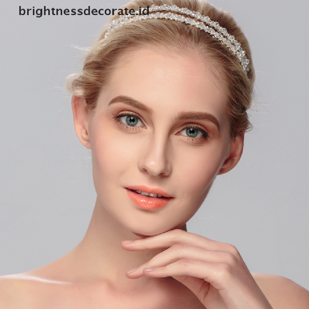 [Birth] Bando Pengantin Tiara Mahkota Pengantin Handmade Kristal Double Layer Wedding Hairband [ID]