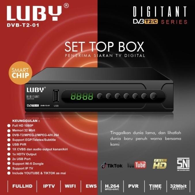LUBY SET TOP BOX TV DIGITAL STB DVB T2 01 SIARAN DIGITAL STB LUBY