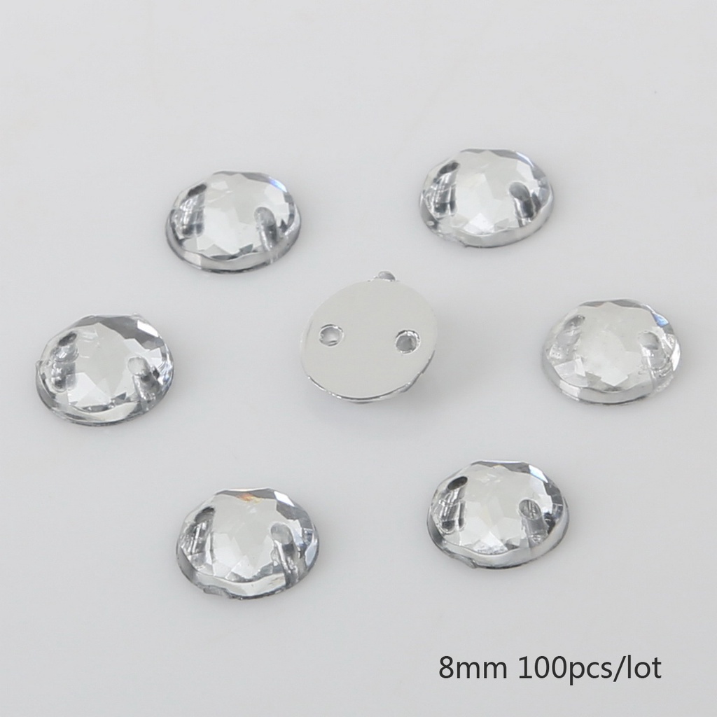 10 /12mm 2lubang Kristal Flatback Manik-Manik Akrilik Bulat Longgar Berlian Imitasi Untuk Menari Dress/Pakaian Sepatu/Dekorasipernikahan