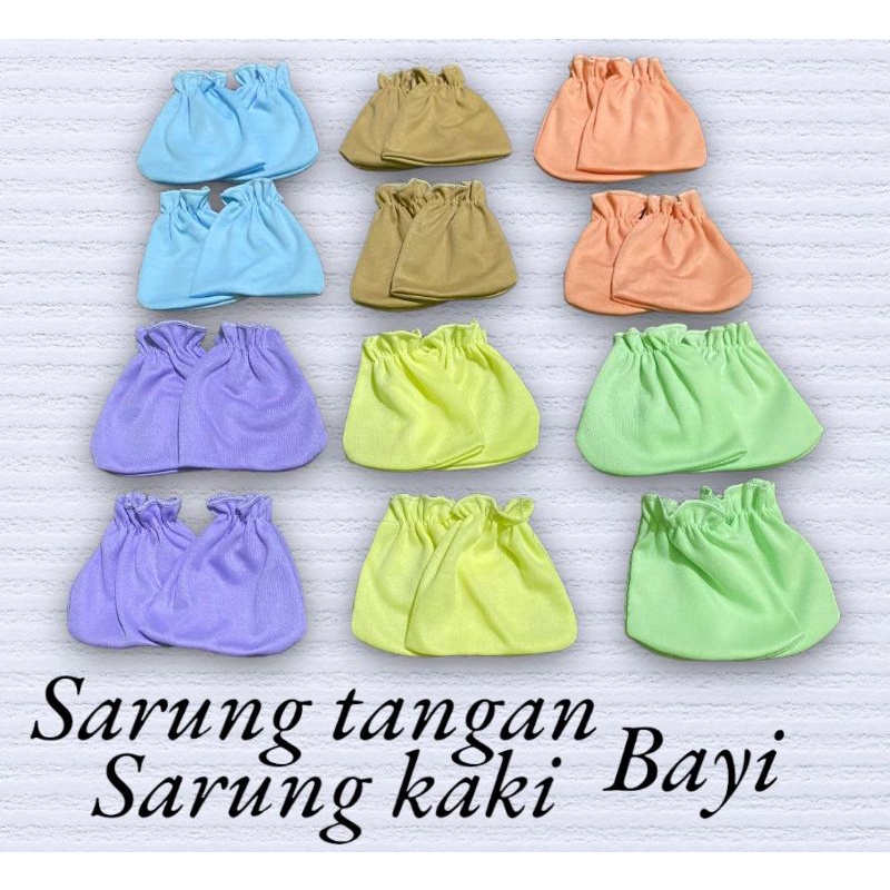 3 &amp; 6 set  ( 6 &amp; 12 pasang ) sarung tangan &amp; sarung kaki  bayi lembut polos