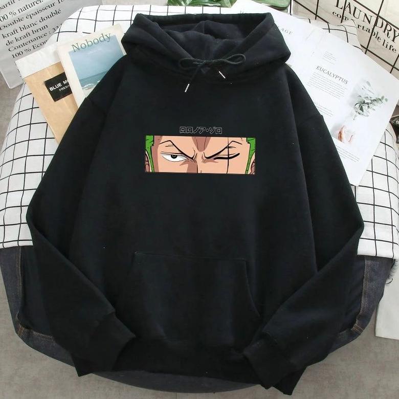 Special hoodie anime one piece zoro bahan fleece L XL 