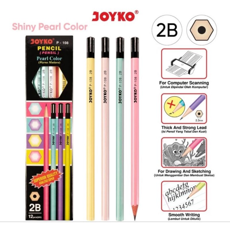 Pensil Joyko 2B P-108 Pearl Grosir 12 Pc