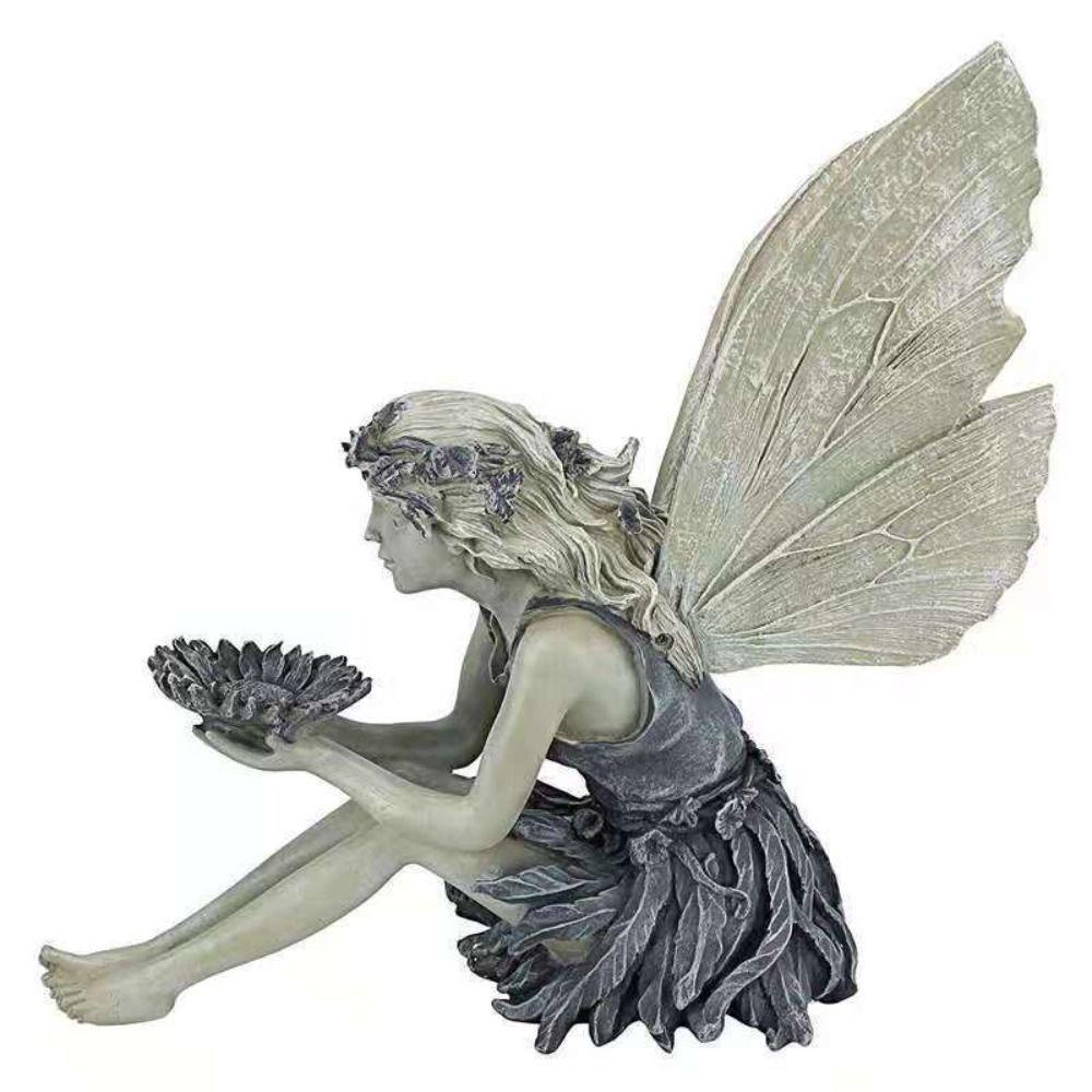 Lanfy Patung Peri Bunga Tidak Bau Lucu Serbaguna Dekorasi Rumah Kerajinan Resin High Quality Guardian Angel Rak Buku Figurine Angel Bird Feeder