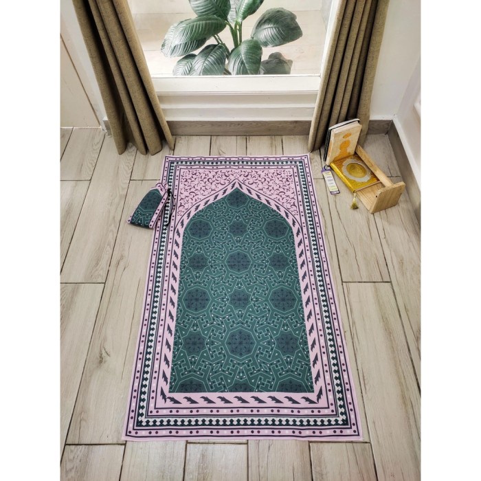 Sajadah Sajadah Travel JUMBO Sajadah Travel Turki Sajada Praktis dengan Pouch - Pink Hijau(Z2F5) Saj