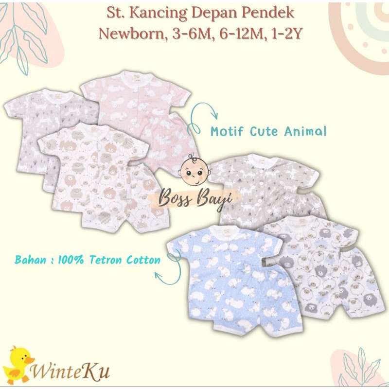 WINTEKU Setelan PENDEK Bayi Anak Kancing Depan Motif