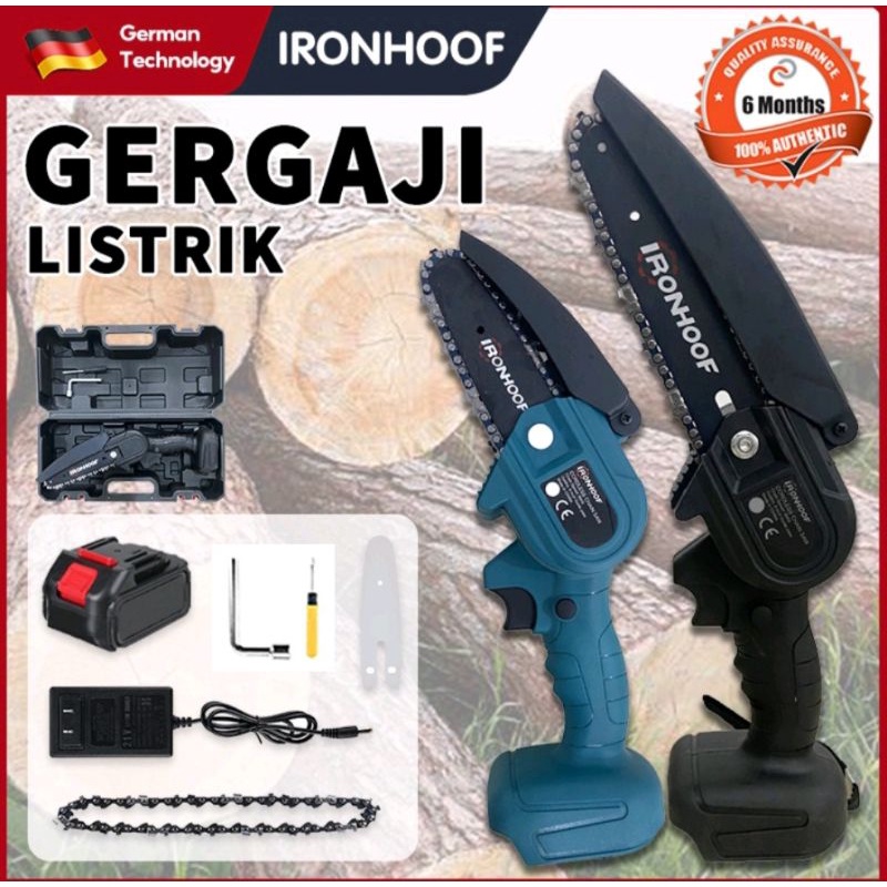 Gergaji Listrik Chainsaw Rantai Elektrik Mini 24V Portable IRONHOOF