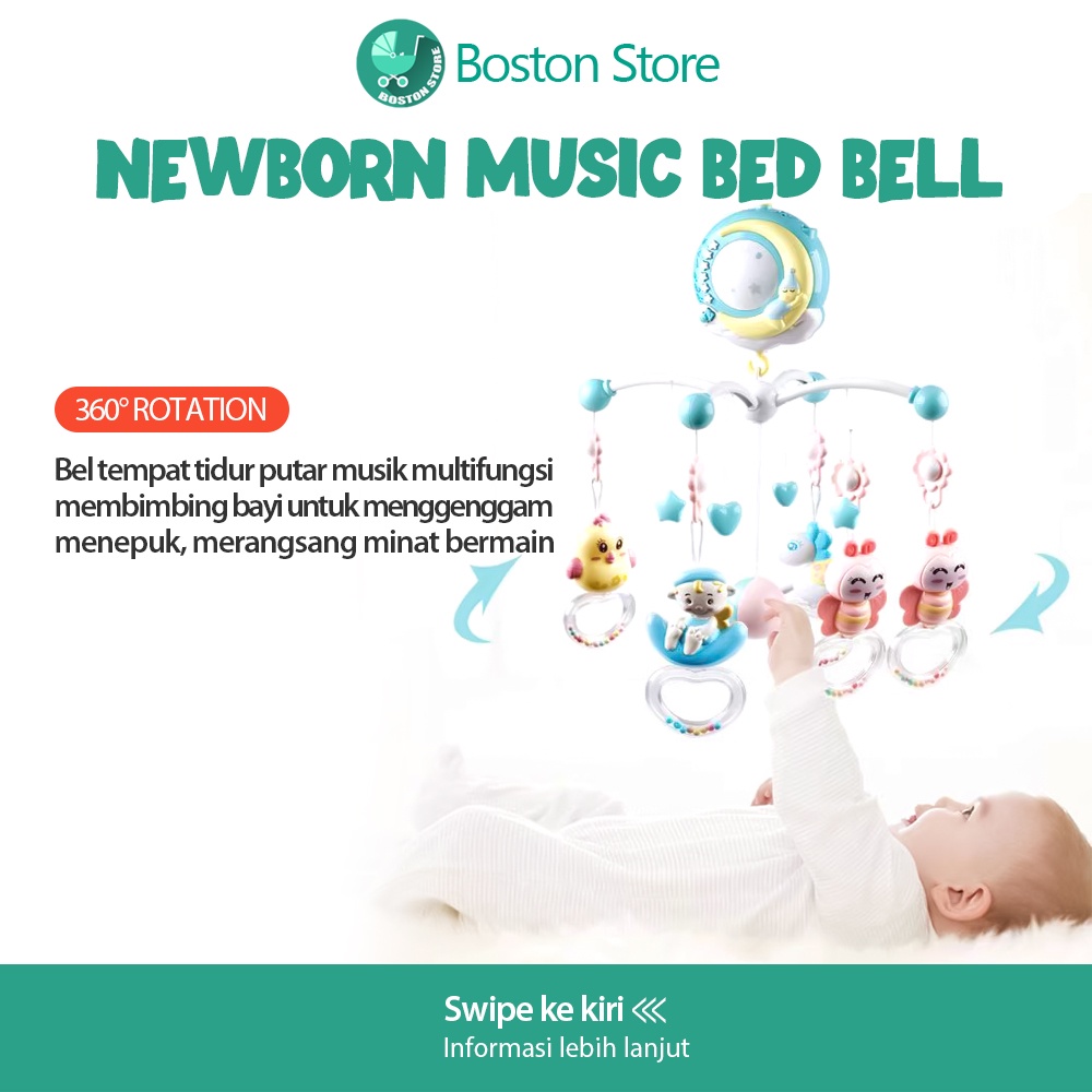 Bostonstore Mainan Box Tempat Tidur Bayi / Mainan Tidur Bayi / Crib Hanging Toys / Box Bayi musik toys Gantung di Tempat Tidur Bayi +Remote / Crib Bell Toys /  Mainan gantungan box ranjang bayi Gantungan tempat tidur bayi baby crib toys baby bed