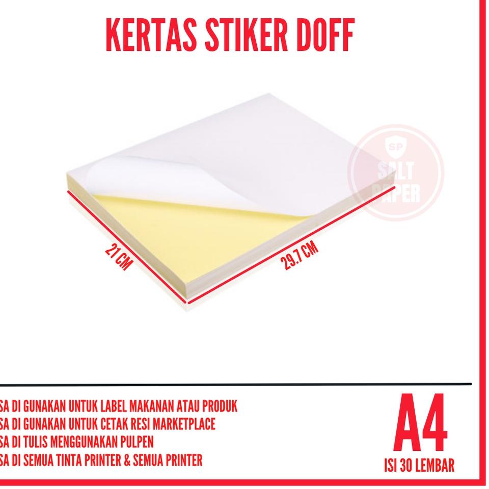 

✨SHOPEE MALL✨ Kertas Stiker A4 Doff isi 30 lembar / Kertas Sticker A4 Doff / Kertas Sticker / Kertas Stiker serbuuu !