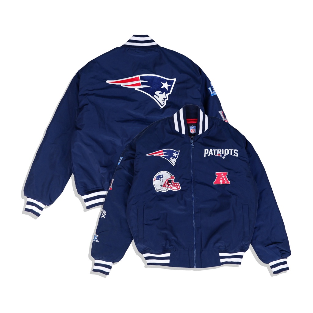 VARSITY JACKET NEW ENGLAND PATRIOTS NAVY AMERICAN FOOTBALL NFL VINTAGE