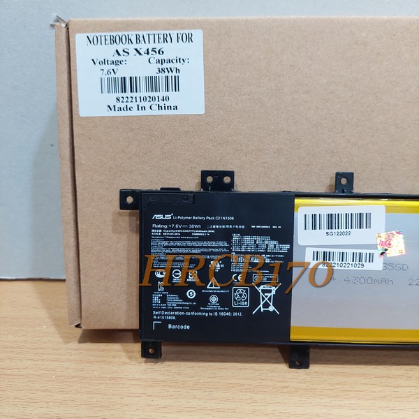 Baterai For Laptop Asus X456 X456UJ X456UV A456 Series C21N1508 -HRCB