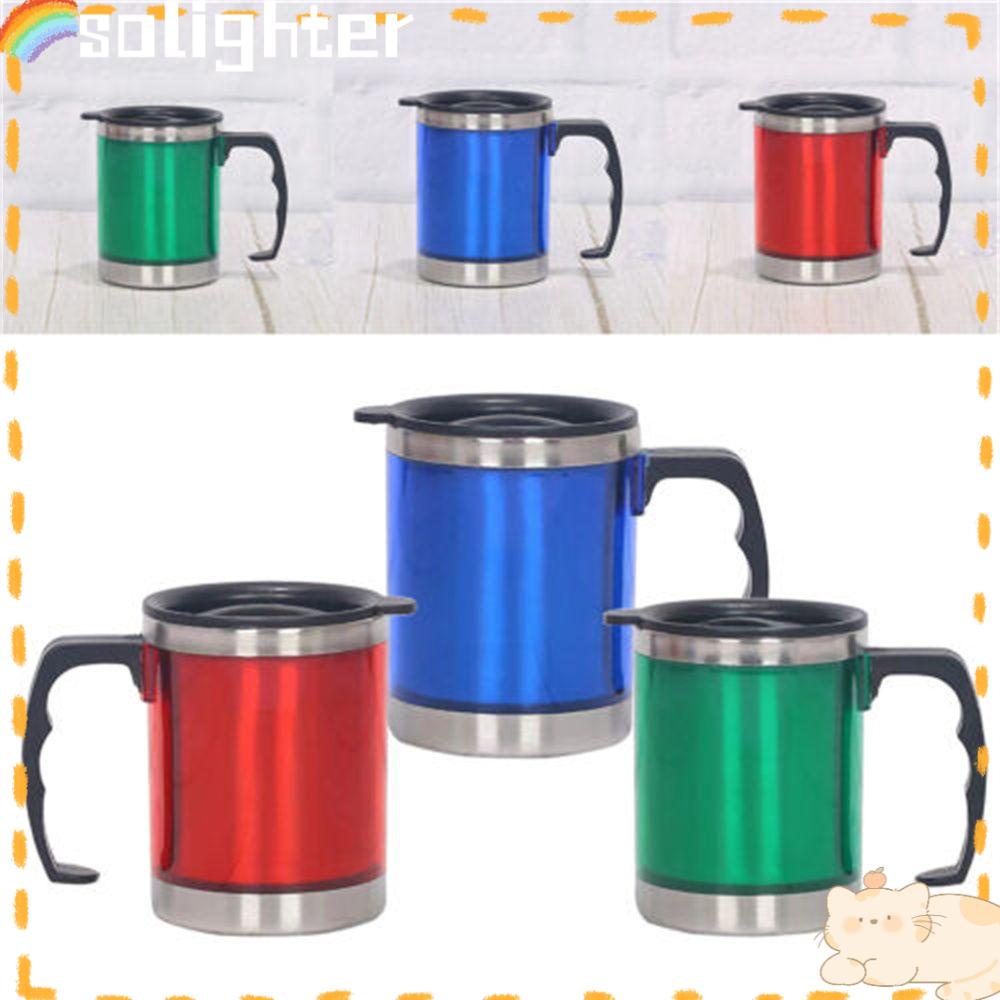 Solighter Kopi Teh Flask Cangkir Stainless Steel Dengan Tutup Handle Travel Mug