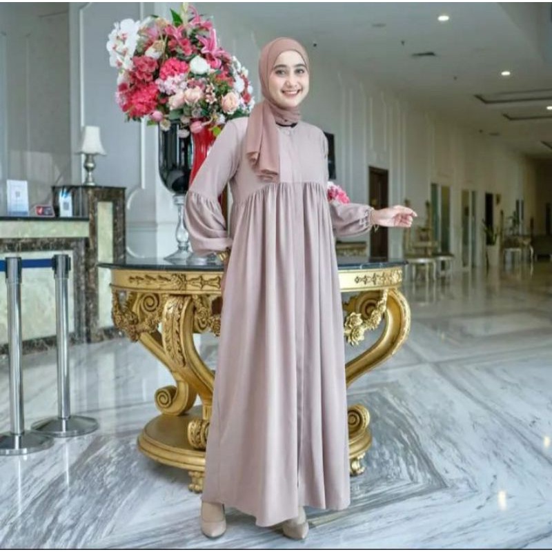 [BISA COD] Terlaris gamis FELY Motif polos|| Longdres Pakaian