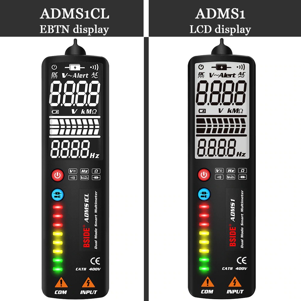 BSIDE Voltage Indicator Tester Non contact Dual AC 2.4 Inch LCD - ADMS1CL - Black