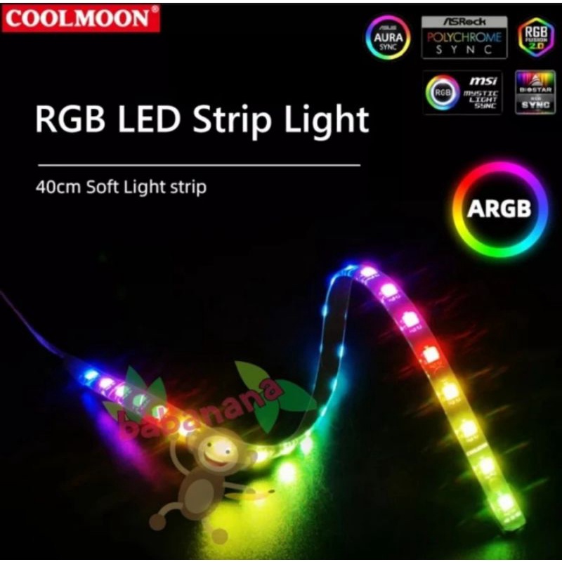 Coolmoon argb strip 3 pin 5v sync led soft light bar