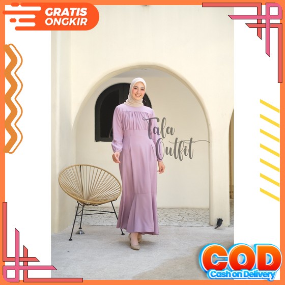 Dyn-Mayra Dress/Gamis Silk Premium Baju Muslim Wanita Lebaran 2023 Gamis Wanita Korean Style Emily D