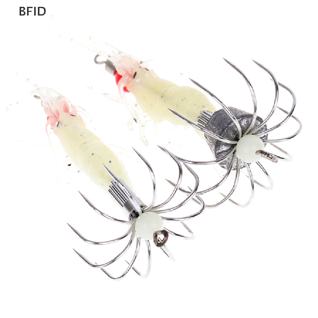 [BFID] 1pc Luminous Squid Jigs Glow Udang Kayu Dengan Kait Gurita Cumi Umpan Pancing [ID]