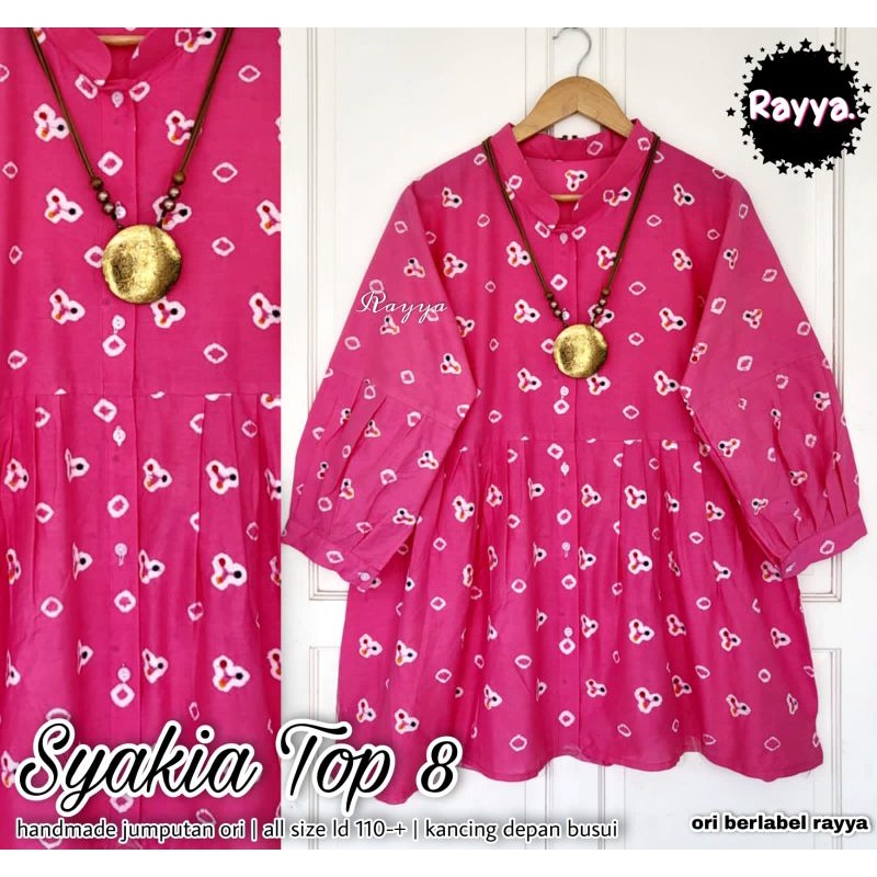 Blus kasmaran syakia top jumputan batik solo blus kancing depan