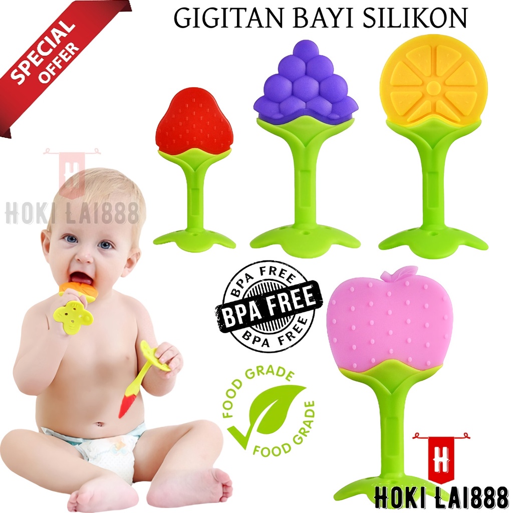 [HKL] BABY TEETHER GIGITAN BAYI BENTUK BUAH / MAINAN GIGI BAYI SILIKON / GIGITAN BAYI FOOD GRADE