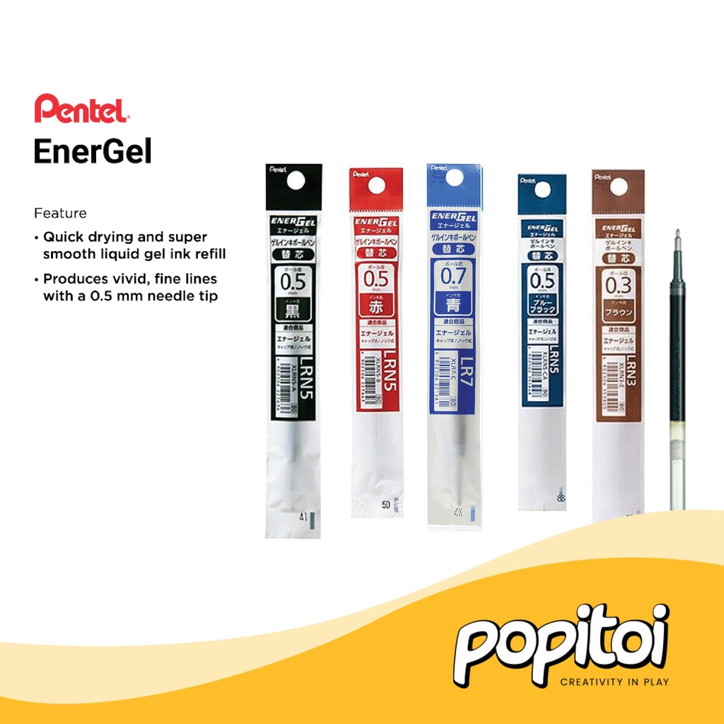 

Pentel Energel Refill XLR Series XLRN 0.3 0.5 0.7 1.0 mm Pen Pulpen Isi Ulang LRN