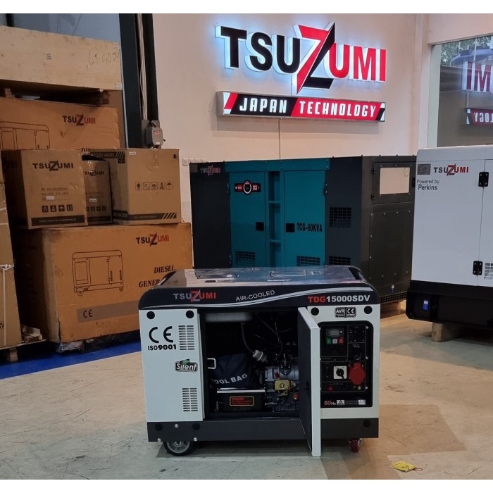 Genset silent diesel 15 kva portable Tsuzumi Japan TDG 15000 SDV