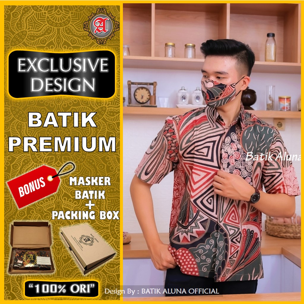Batik Cowok Lengan Pendek Premium Modern Slimfit Batik Kertabumi Original Produksi Batik Aluna 013