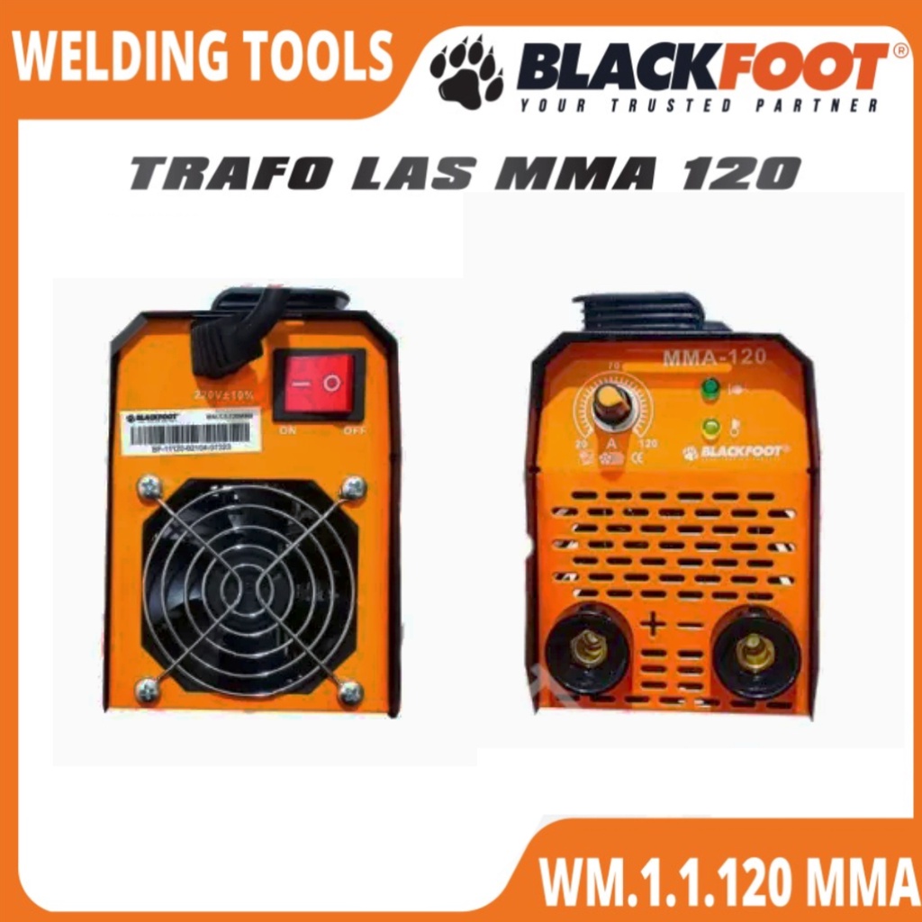 Blackfoot Mesin Las Listrik Travo Las Welding Inverter 350 watt IGBT MMA 120 A Hitam Murah Original