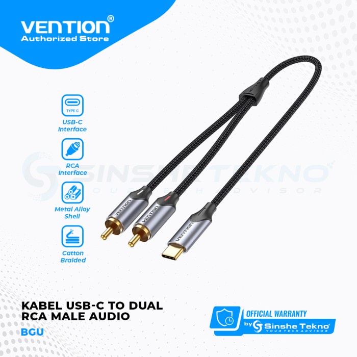 Kabel Vention Kabel Usb Type C To 2 Rca Dual Male Audio Adapter