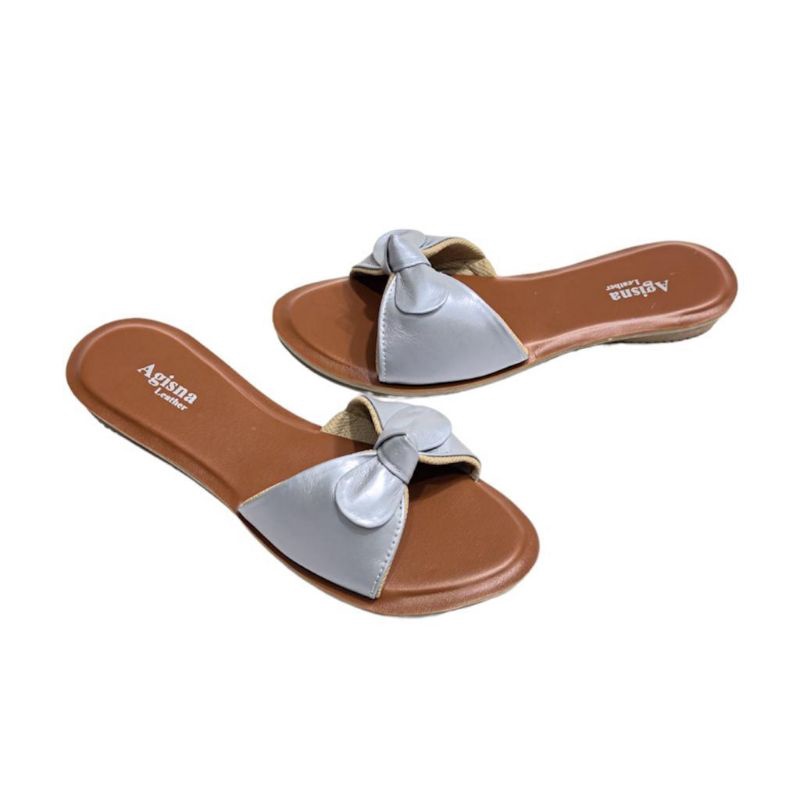 warna gold warna emas dan silver sandal kulit wanita asli sukaregang garut model pita teplek sol karet ringan murah berkualitas model terbaru