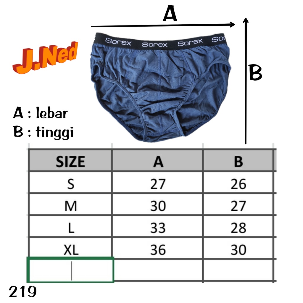 J219 (hrg per 1 potong) CD PRIA SOREX CELANA DALAM PRIA CELANA DALAM SEGITIGA PRIA