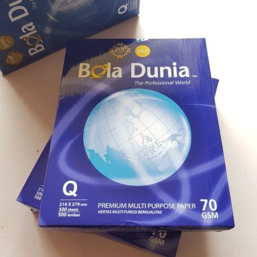 

Kertas HVS putih ukuran Quarto 70gr merk BolaDunia