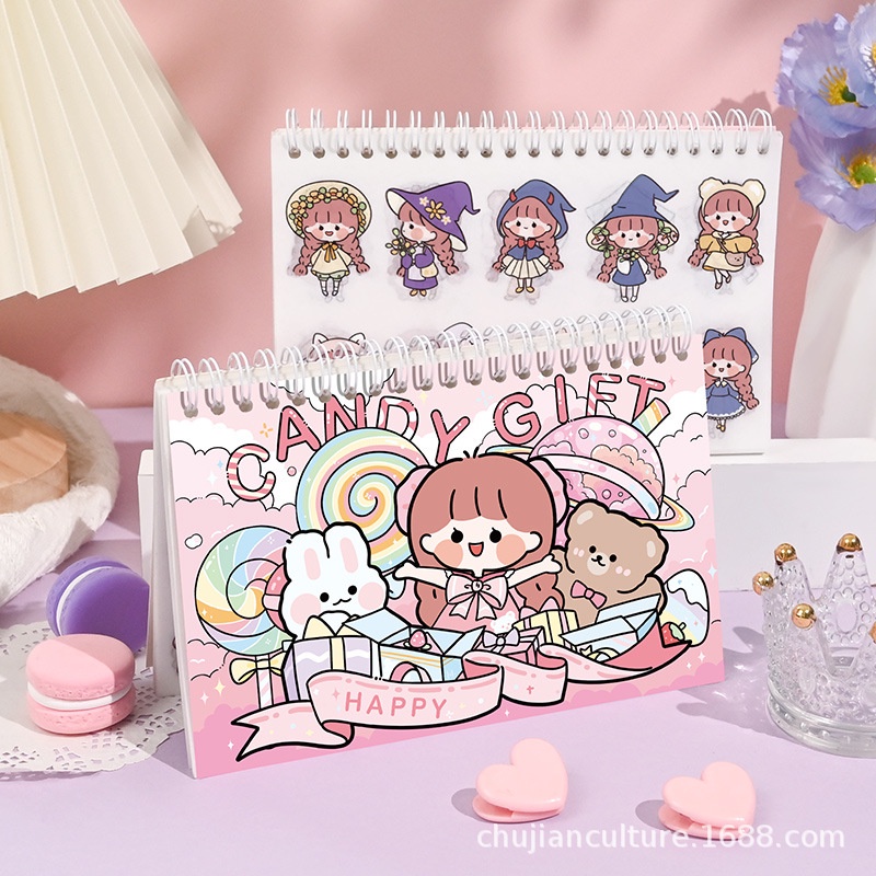 50 pcs Stiker Kawaii Set Stiker Bahan PET Stiker Akun Tangan DIY Stiker Dekorasi Hadiah Gadis