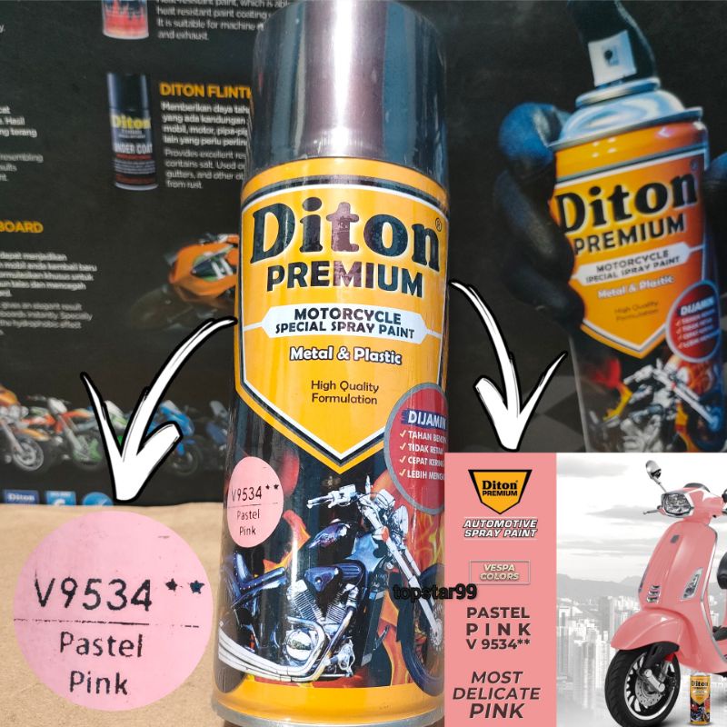 Pilok Pilox Cat Diton Premium Pastel Pink 9534 Pink Pastel Vespa Pink 400cc Tahan Bensin Cat Semprot Diton Premium 400cc