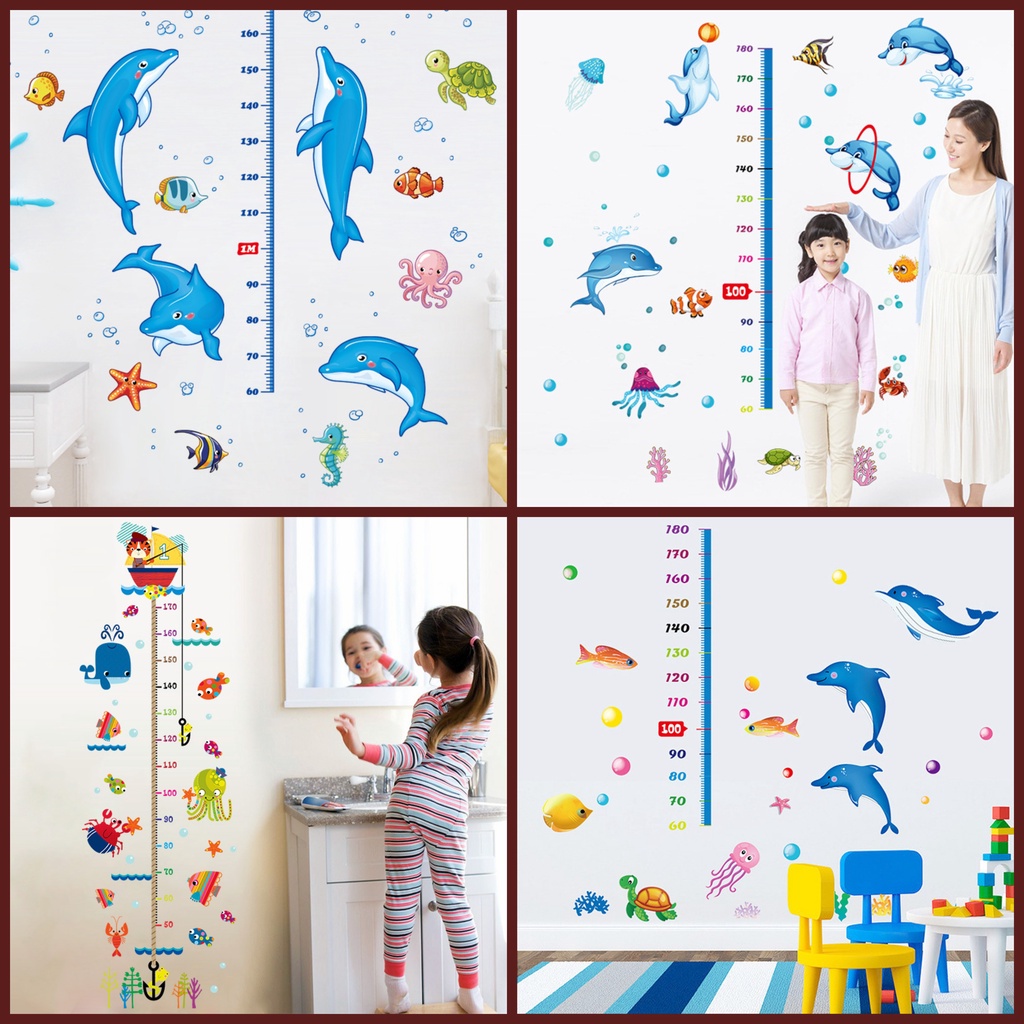 RELIZA WALL STICKER PENGUKUR TINGGI BADAN ANAK HEWAN GROW UP ANIMAL STIKER DINDING LDR29