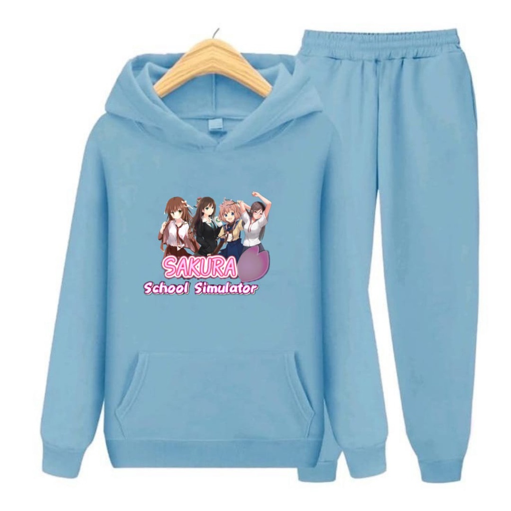 Hzl_outfit Setelan Sweater Hoodie SAKURA SCHOOL SIMULATOR / 1 Set Sweater Anak/Size S (5-6Thn) M (7-8Thn) XL(9-15thn)