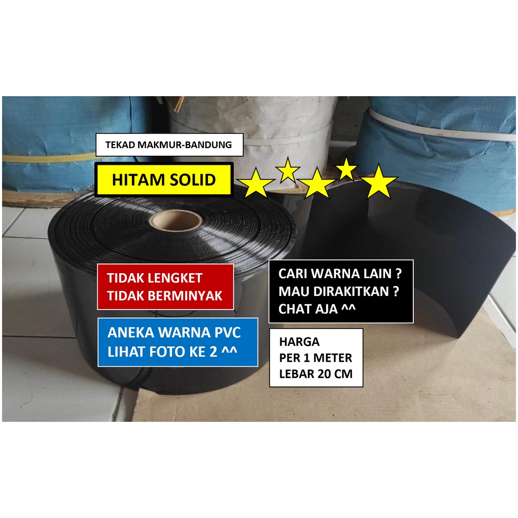 Tirai PVC Curtain Hitam Solid 2mm x 20cm