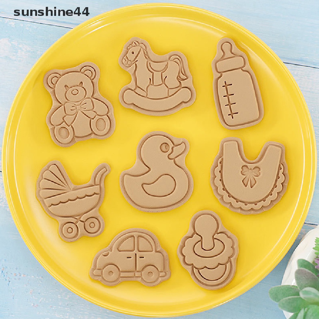 Sunshine 8pcs/Set DIY Cetakan Biskuit Kartun Bayi Cookie Cutter Cartoon Biscuit Mold.