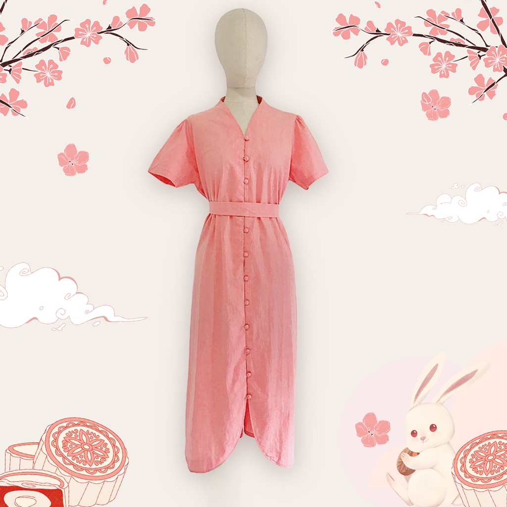 Suna Dress Qipao Dotdtails - Dress Qipao Wanita