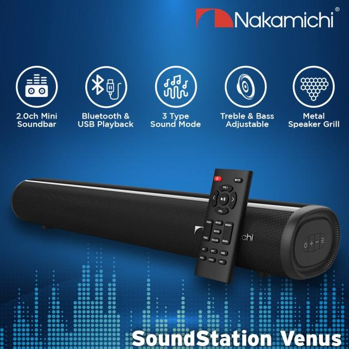 Nakamichi Soundstation Venus Speaker Bluetooth Amplifier Mini Soundbar