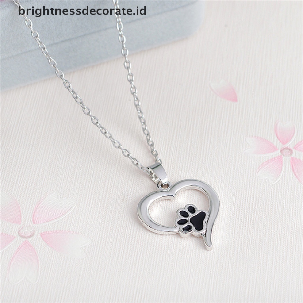 [Birth] Elegan Berongga Pet Paw Print Kalung Hewan Lucu Anjing Kucing Liontin Kalung Perhiasan Hadiah [ID]