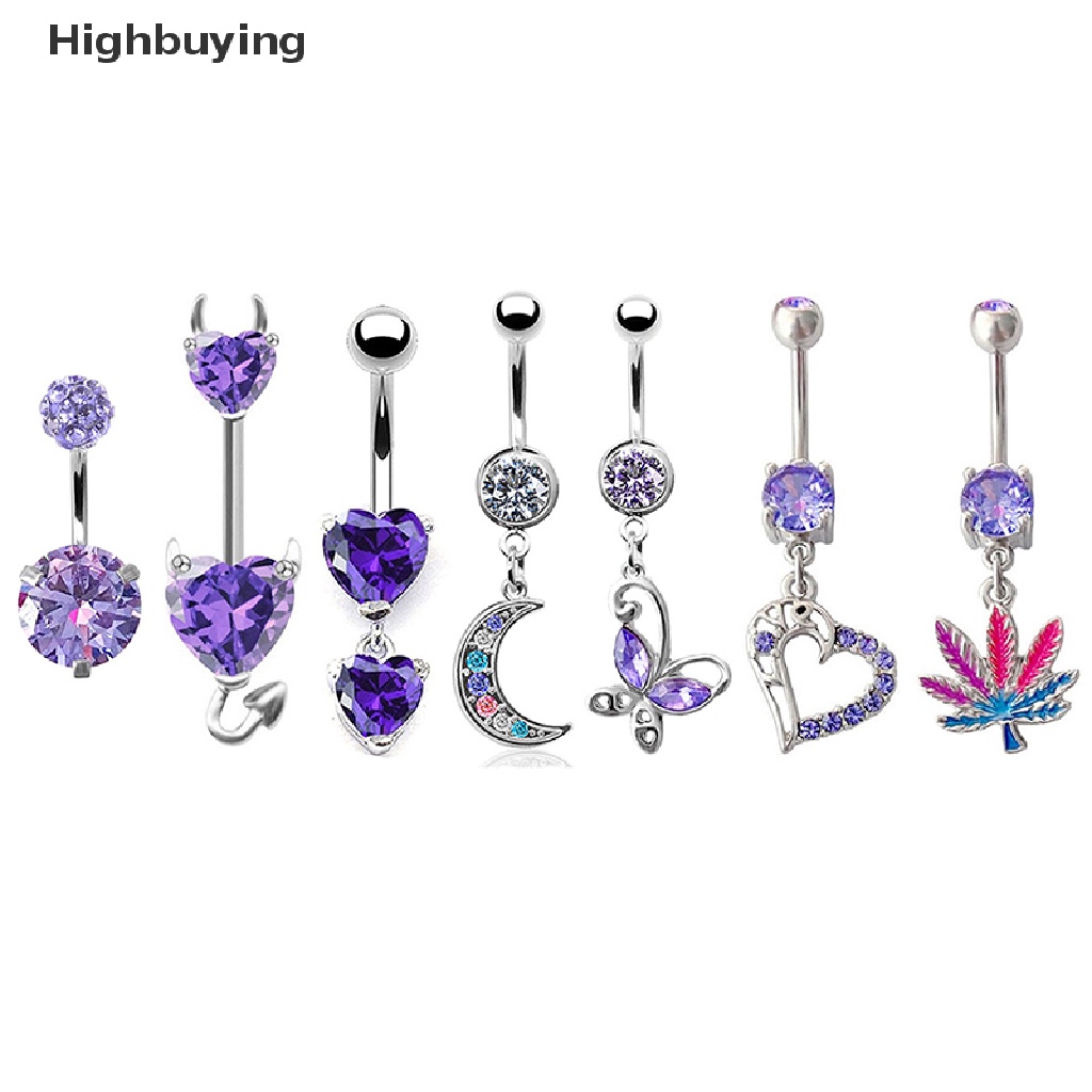 Hbid Belly Button Crystal Belly Rings Sexy Zircon Butterfly Heart Navel Ring Glory