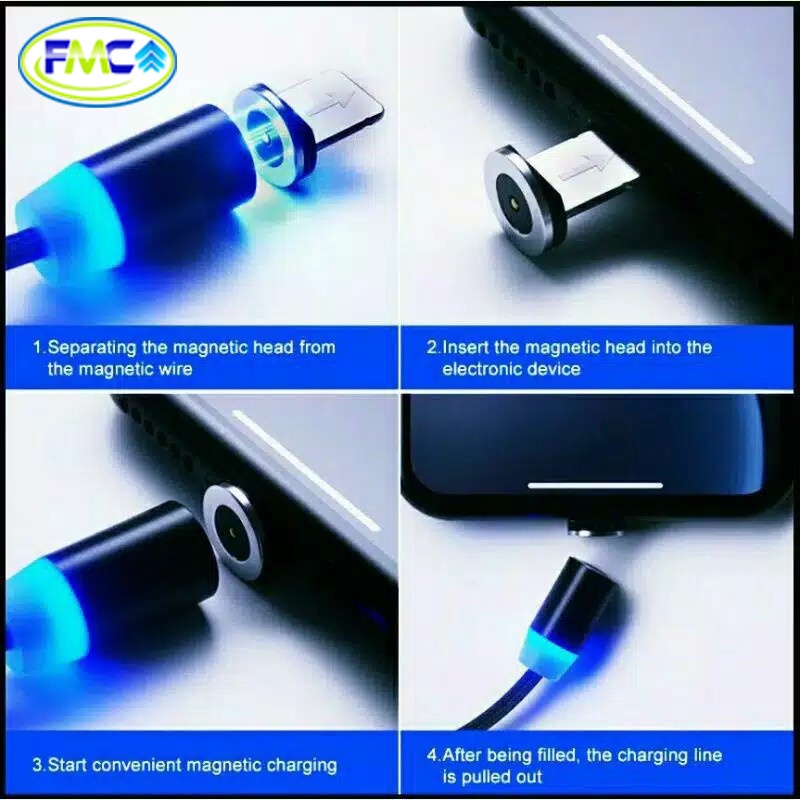 Kabel Charger Magnetic 3 in 1 Semua Tipe HP  Cable Charger Kable Data Micro USB Type C Iphone Fast Charging