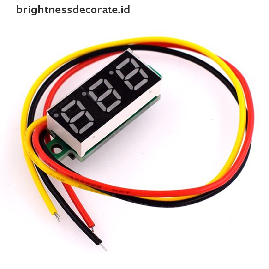 [Birth] Ultra Small Green Digital DC 0.28 Inch Ultra Small Digital DC Voltage Meter LED Voltage Display Tampilan Digital Dapat Disesuaikan Tiga Kabel DC0-100 V Voltmeter [ID]