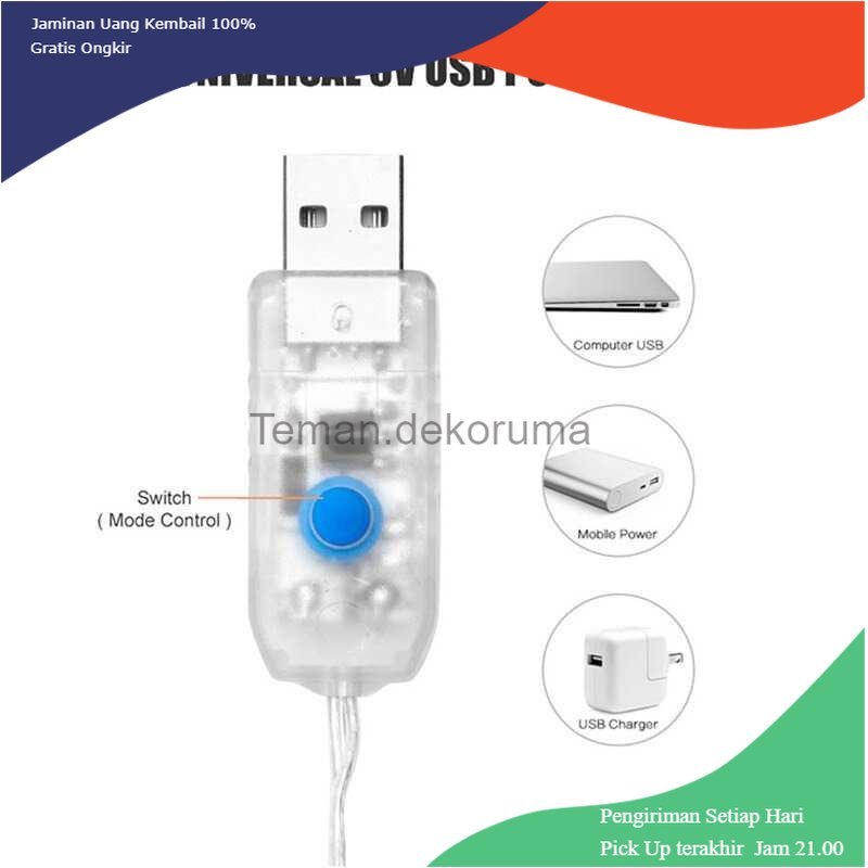 TD - LMP ANBLUB Lampu String Hias Dekorasi USB Waterproof 100 LED 10M + Remote - LISM-13