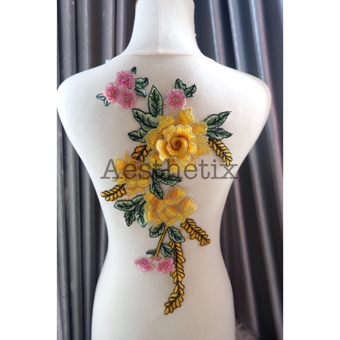 Renda Patch Bordir Renda Bunga Embroidery Rose Floral Aplikasi Bordiran Lace