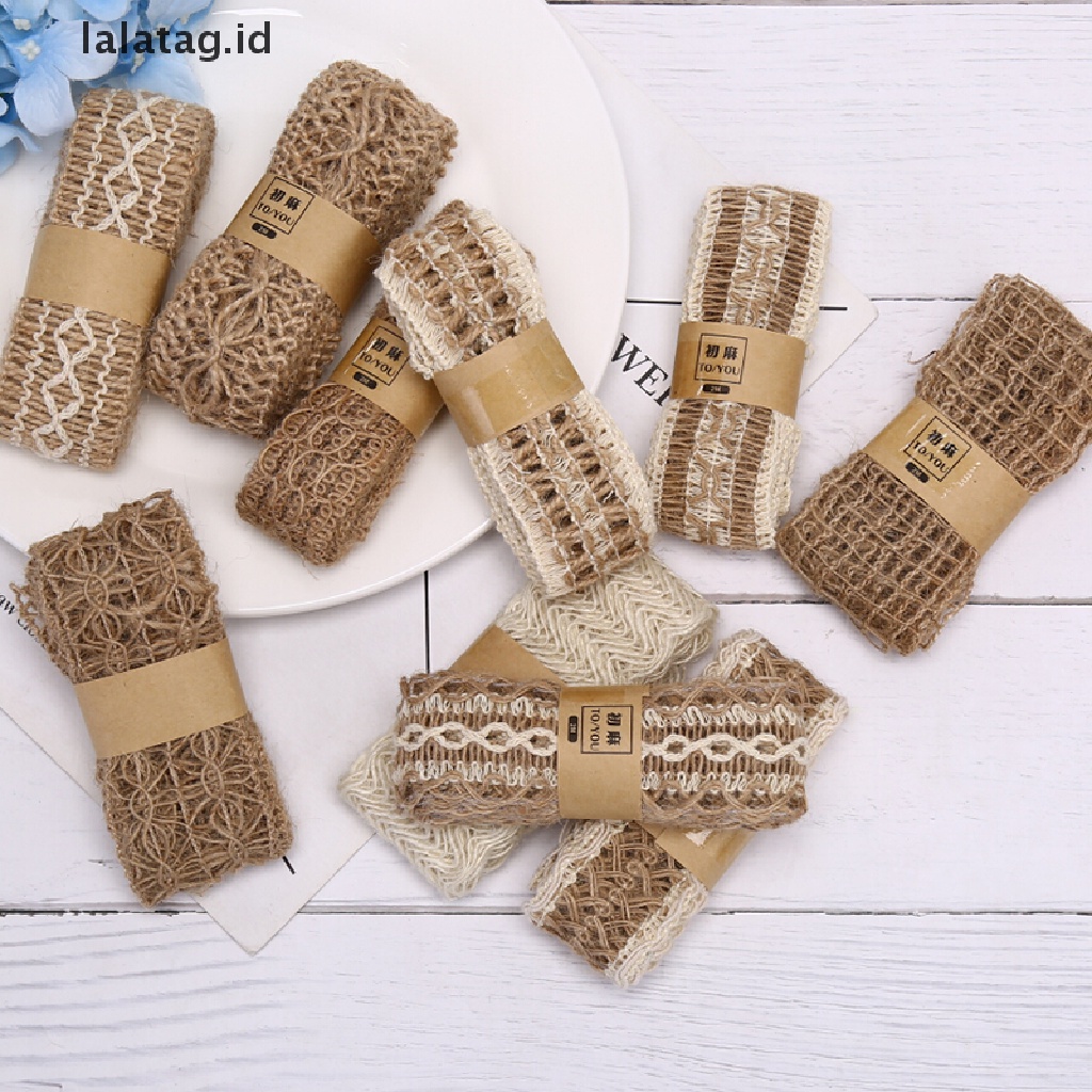 [lalatag] 2m Natural Hessian Goni Goni Pita Renda DIY Craft Dekorasi Pesta Pernikahan [ID]