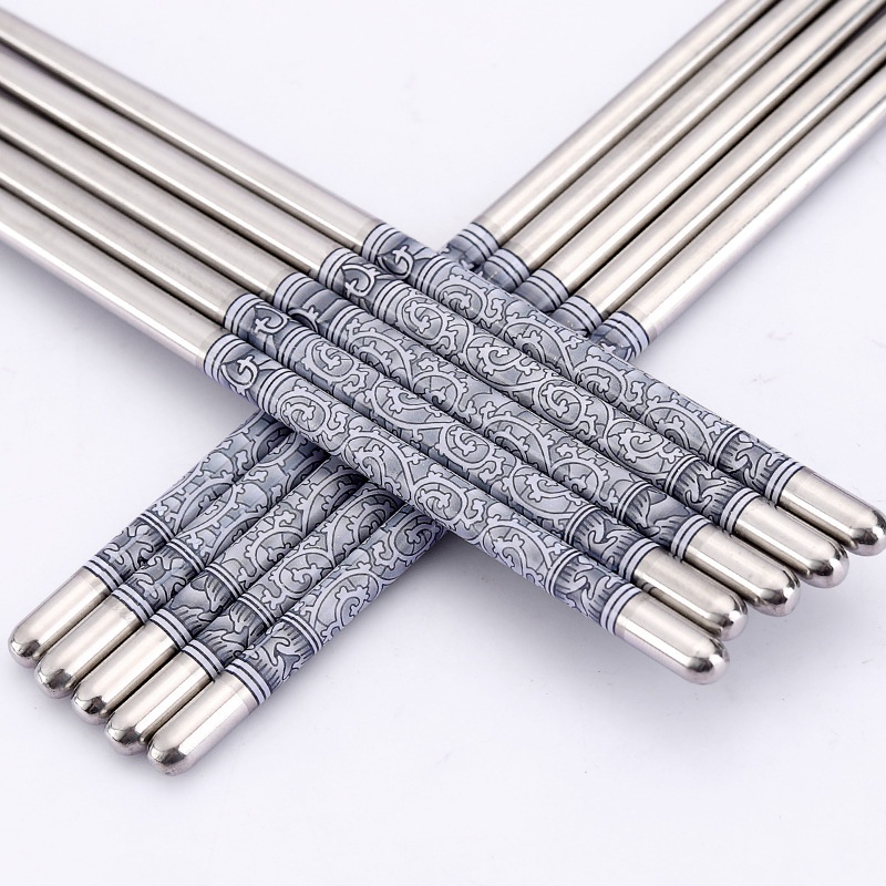AFM Sumpit Makan Motif Stainless Korea Bulat Ukuran 22